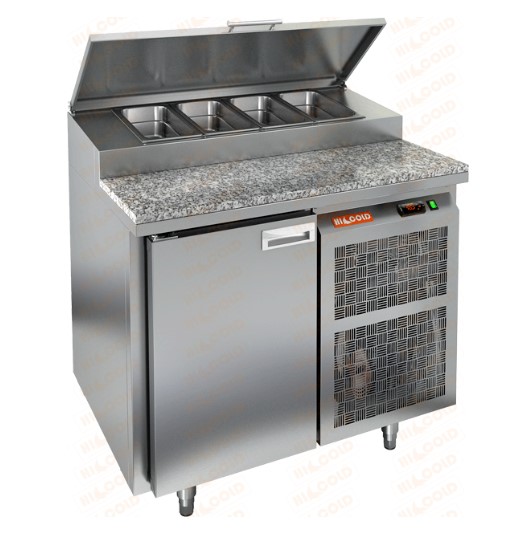 Стол охлаждаемый для пиццы HICOLD PZ1-1/GN, гранит, бок, 1 дверь (+2...+10°С)